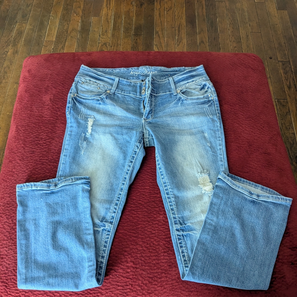 Stylish Light Blue Straight Leg Jeans